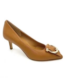 Escarpin à Talon En Cuir Cognac | Petite Pointure Femme | Elena Ricci Cognac