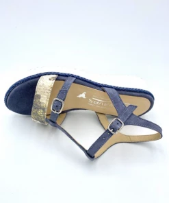 Sandale Plate Bleu Jeans En Nubuck | Petite Pointure Femme | Softwaves Jeans -Women Calvin Klein Clothing popular shop 74210 pf nubuck jeans softwaves 3