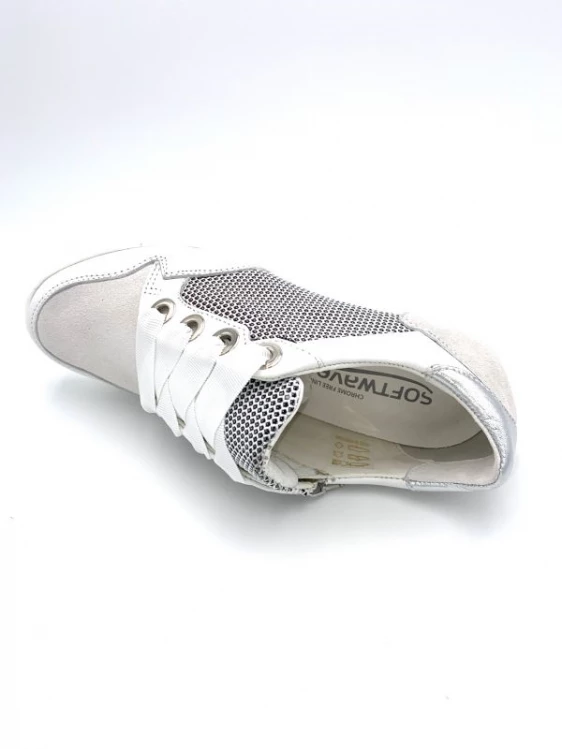 Basket Compensée à Lacets En Cuir Blanc | Petite Taille Femme | Softwaves Blanc 3 Basket Compensée à Lacets En Cuir Blanc | Petite Taille Femme | Softwaves Blanc – Image 3