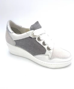 Basket Compensée à Lacets En Cuir Blanc | Petite Taille Femme | Softwaves Blanc