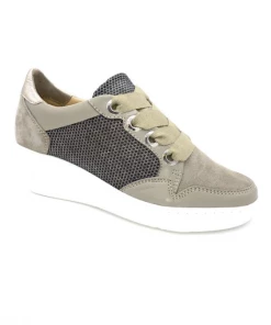 Basket Compensée à Lacets Kaki En Cuir | Petite Pointure Femme | Softwaves Kaki