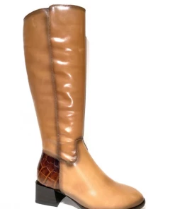 Botte En Cuir Cognac à Petite Talon | Petite Pointure Femme | Softwaves Cognac