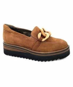 Mocassin En Cuir Cognac Compensé Avec Fantaisie | Petite Pointure Femme | Softwaves Cognac