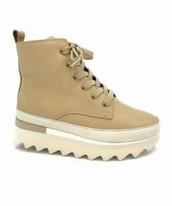 Boots à Lacets Et Zip En Cuir Crème | Petite Pointure Femme | Softwaves Creme