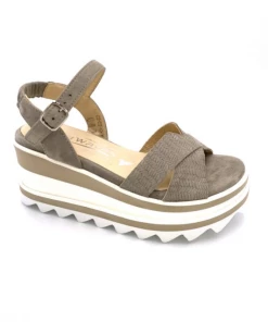 Sandale Compensée En Velours Cuir Kaki | Petite Pointure Femme | Softwaves Kaki