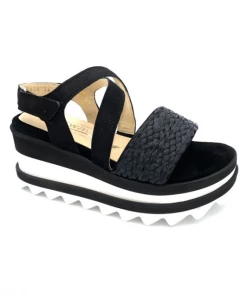 Sandale Compensée Haute Sur Plateau | Petite Taille Femme | Softwaves Noir