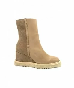 Bottine Haute Compensée En Cuir Suédé Crème | Petite Pointure Femme | Softwaves Creme