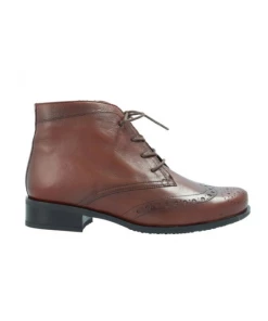 Bottine Bout Fleuri En Cuir Cognac | Petite Pointure Femme | Semler Cognac