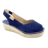 Espadrille En Velours Cuir Marine à Talon Compensé | Petite Taille Femme | Toni Pons Marine