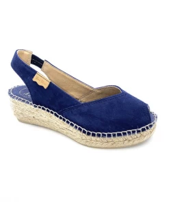 Espadrille En Velours Cuir Marine à Talon Compensé | Petite Taille Femme | Toni Pons Marine