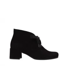 Bottine à Lacets à Talon En Velours Noir | Petite Taille Femme | Semler Noir