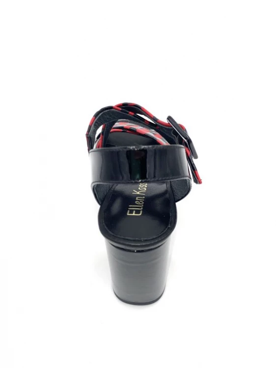 Sandale à Talon Haut En Cuir Noir Et Rouge | Petite Pointure Femme | ELLEN KASSEL Noir Rouge 4 Sandale à Talon Haut En Cuir Noir Et Rouge | Petite Pointure Femme | ELLEN KASSEL Noir Rouge – Image 4