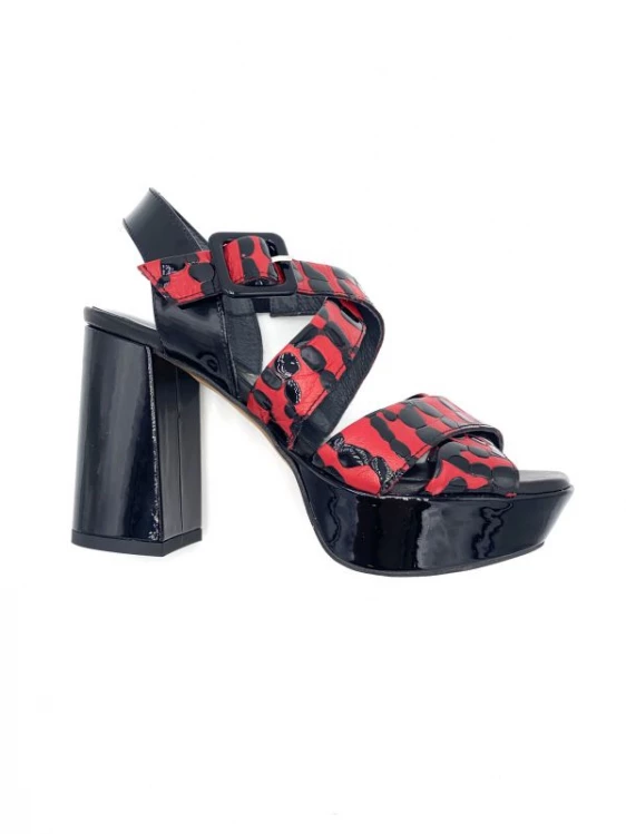 Sandale à Talon Haut En Cuir Noir Et Rouge | Petite Pointure Femme | ELLEN KASSEL Noir Rouge 1 Sandale à Talon Haut En Cuir Noir Et Rouge | Petite Pointure Femme | ELLEN KASSEL Noir Rouge