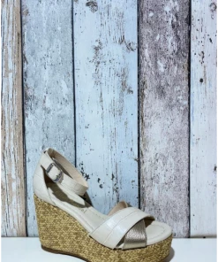 Sandale Compensée En Cuir Beige | Petite Taille Femme | ELLEN KASSEL Beige