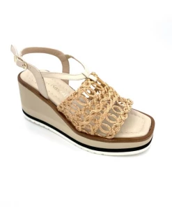 Sandale Compensée En Cuir Beige | Petite Pointure Femme | Ellen Kassel Beige