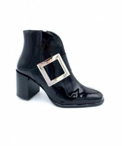 Bottine Vernis Noir à Talon 70's | Petite Taille Femme | Ellen Kassel Noir
