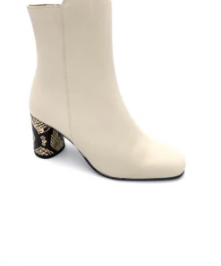 Bottine Habillé à Talon En Cuir Crème | Petite Pointure Femme | Ellen Kassel Creme