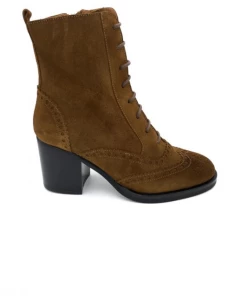 Bottine à Lacets En Nubuck Cognac à Talon | Petite Pointure Femme | Ellen Kassel Cognac