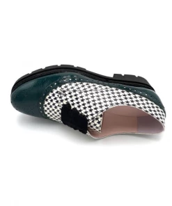 Derby En Cuir Fantaisie Noir-blanc Et Vert |Petite Taille Femme | Ellen Kassel Noir-blanc -Women Calvin Klein Clothing popular shop derby d 4785 cuir noir blanc ellen kassel 2