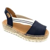 Espadrille Ouverte En Cuir Marine Et élastique | Petite Pointure Femme | Toni Pons Marine