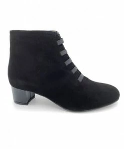 Boots à Talon Avec Zip En Velours Cuir Noir | Petite Pointure Femme | Ellen Kassel Noir