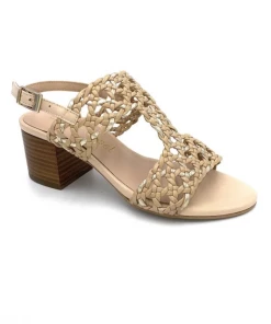 Chaussure Sandale Tressé à Talon En Cuir Camel | Petite Pointure Femme | Ellen Kassel Camel