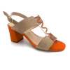 Sandale Salomé Atypique En Velours Camel Et Orange | Petite Taille Femme | Ellen Kassel Camel