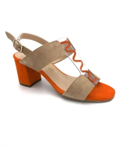 Sandale Salomé Atypique En Velours Camel Et Orange | Petite Taille Femme | Ellen Kassel Camel