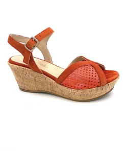 Sandale Compensée En Cuir Orange Petite Pointure Femme Ellen Kassel Orange