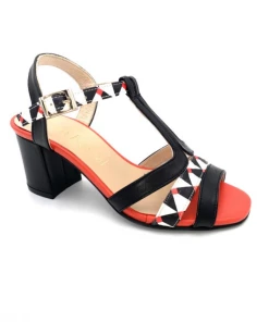 Sandale Salomé En Cuir Noir Blanc Rouge à Talon | Petite Pointure Femme | Ellen Kassel Noir-blanc