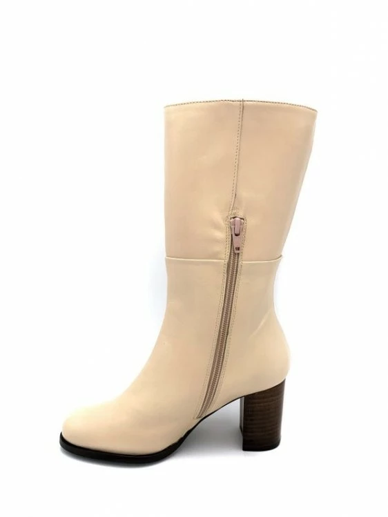 Mi- Botte 3/4 Mollet En Cuir | Petite Taille Femme | ELLEN KASSEL Creme 2 Mi- Botte 3/4 Mollet En Cuir | Petite Taille Femme | ELLEN KASSEL Creme – Image 2