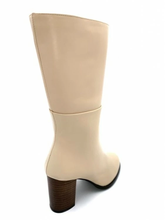 Mi- Botte 3/4 Mollet En Cuir | Petite Taille Femme | ELLEN KASSEL Creme 3 Mi- Botte 3/4 Mollet En Cuir | Petite Taille Femme | ELLEN KASSEL Creme – Image 3