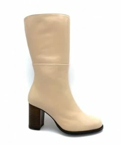 Mi- Botte 3/4 Mollet En Cuir | Petite Taille Femme | ELLEN KASSEL Creme