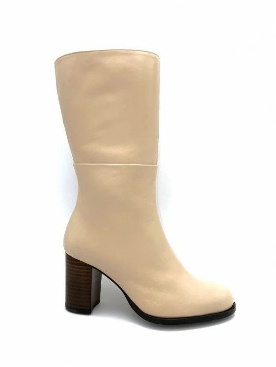 Mi- Botte 3/4 Mollet En Cuir | Petite Taille Femme | ELLEN KASSEL Creme 1 Mi- Botte 3/4 Mollet En Cuir | Petite Taille Femme | ELLEN KASSEL Creme