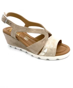 Sandale Compensé En Cuir Nubuck Crème | Petite Pointure Femme | MINI MAXI Creme