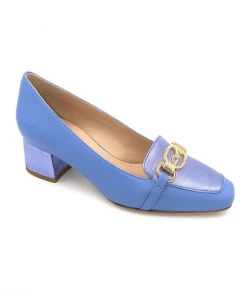 Mocassin à Talon En Cuir Bleu Petite Taille Femme Ellen Kassel Bleu