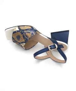 Sandale Fantaisie à Talon En Cuir Et Textile Marine | Petite Taille Femme |Ellen Kassel Marine -Women Calvin Klein Clothing popular shop m 537 cuir textile marine ellen kassel 3