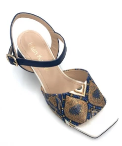 Sandale Fantaisie à Talon En Cuir Et Textile Marine | Petite Taille Femme |Ellen Kassel Marine -Women Calvin Klein Clothing popular shop m 537 cuir textile marine ellen kassel 5