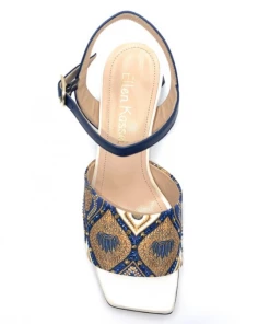 Sandale Fantaisie à Talon En Cuir Et Textile Marine | Petite Taille Femme |Ellen Kassel Marine -Women Calvin Klein Clothing popular shop m 537 cuir textile marine ellen kassel 6