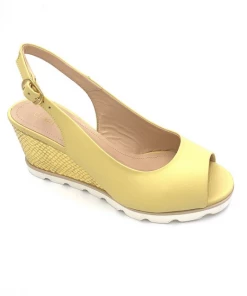 Sandale Compensée Ouverte Jaune En Cuir | Petite Pointure Femme |Ellen Kassel Jaune