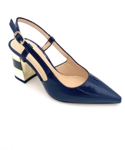 Escarpin En Cuir Marine Et Blanc à Talon Fantaisie | Petite Pointure Femme | Ellen Kassel Marine.blanc