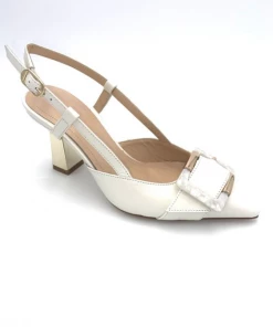 Escarpin Ouvert Blanc En Cuir |Petite Taille Femme | Ellen Kassel Blanc