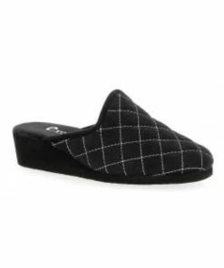 Mule Matelassée Compensée En Alcantara Noir | Petite Pointure Femme | Exquise Noir