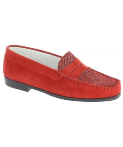 Mocassin Souple En Velours Cuir Rouge | Petite Pointure Femme | Geo Reino Rouge