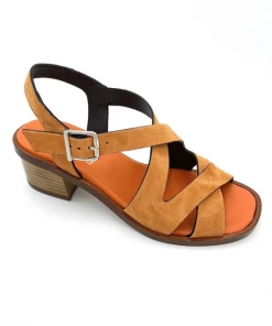 Sandale à Talon Orange En Cuir Nubuck | Petite Pointure Femme | Ellen Kassel Orange