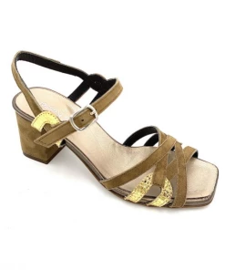 Sandale à Talon En Velours Taupe Et Bronze | Petite Taille Femme| Ellen Kassel Taupe Bronze