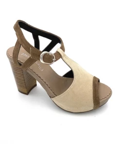 Sandale à Talon En Cuir Marron Et Camel | Petite Pointure Femme | ELLEN KASSEL Marron Camel