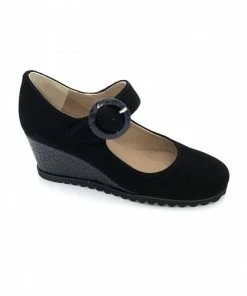 Ballerine Compensée Avec Bride En Cuir Noir| Petite Pointure Femme | Ellen Kassel Noir