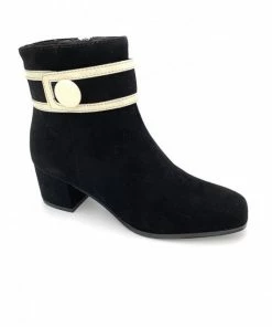 Bottine 60's à Talon En Velours Noir | Petite Pointure Femme | Ellen Kassel Noir