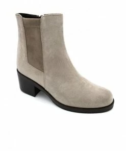 Bottine Chelsea En Cuir Velours Taupe à Talon | Petite Taille Femme | Ellen Kassel Taupe